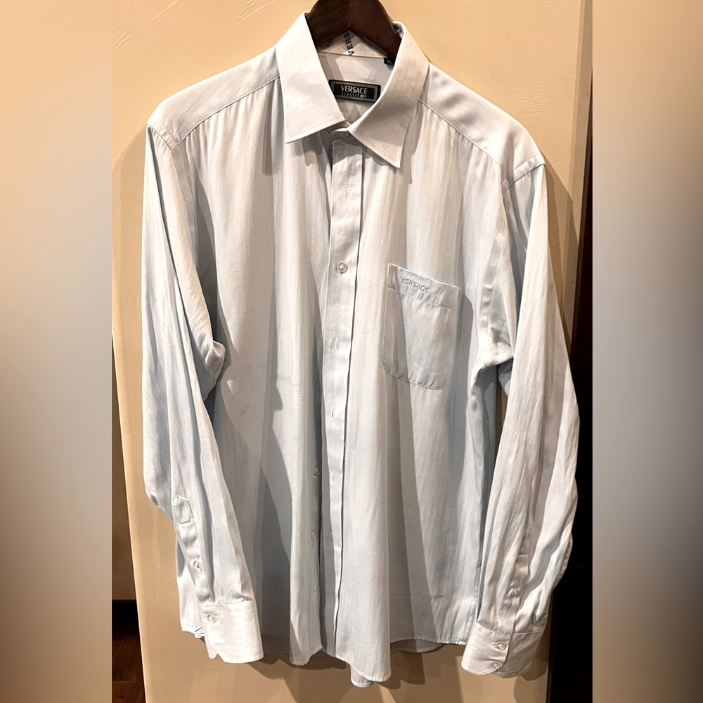 Light blue Versace button-down dress shirt